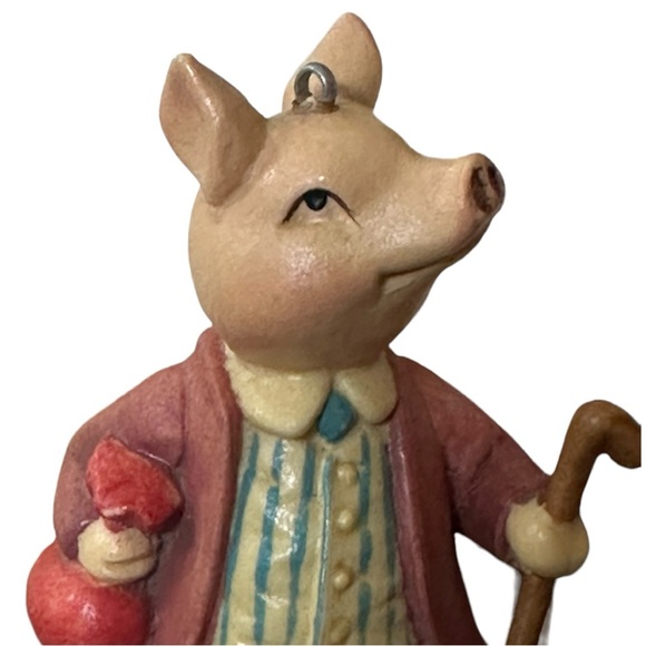 Vintage 1980 Italian Carved Anri Beatrix Potter Pigling Bland Ornament - Picture 6 of 14